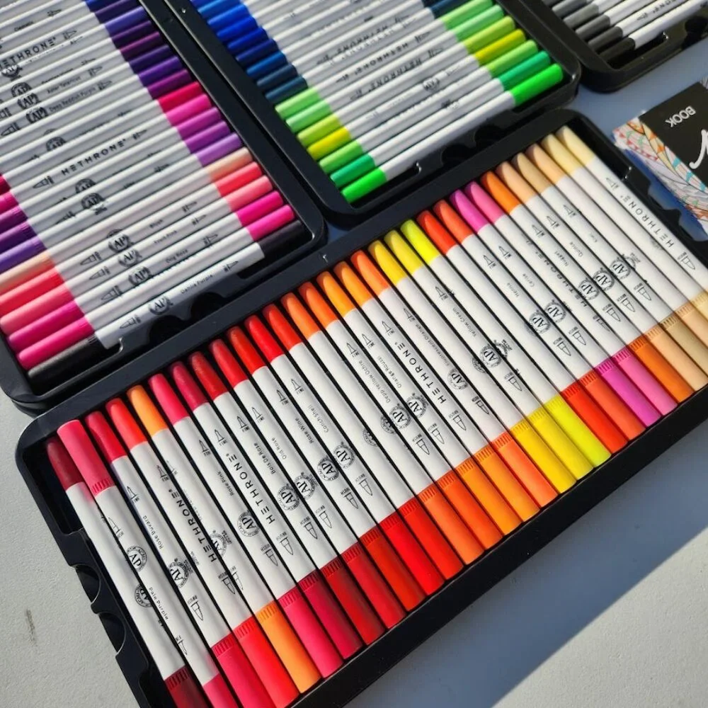 NEW 120 Colors Art Supplies Brush Markers Pens for Adult Coloring Books School D